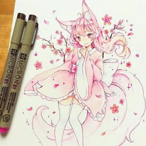 甜美可爱粉色系卡通人物手绘,自然清爽的女孩,少女心瞬间泛滥了