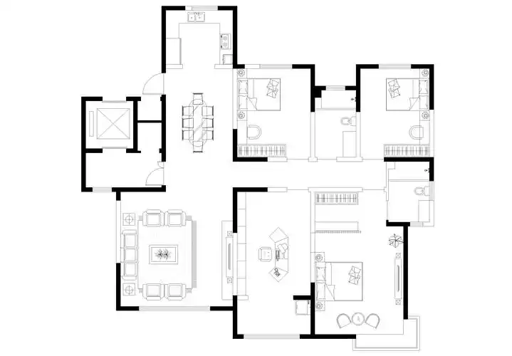 黄金山水郡180平四室两厅新中式风格