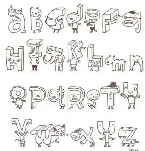 英文字母创意简笔画步骤图创意字母简笔画24个英文字母简笔画手绘手帐