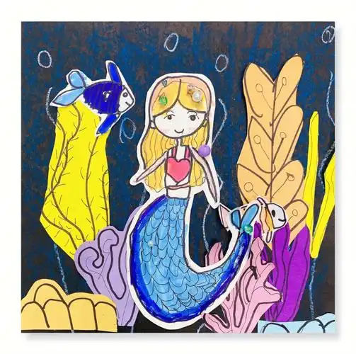 儿童创意美术海的女儿