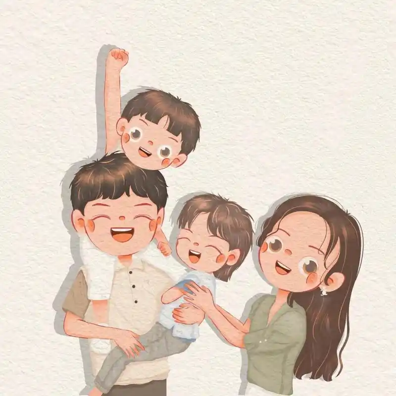 一家四口2儿子一儿一女头像 你留言我作图