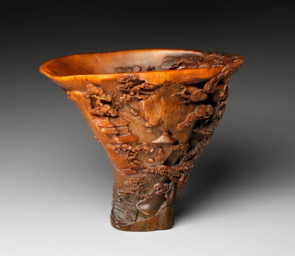 清山水人物犀角杯图1美国大都会博物馆藏