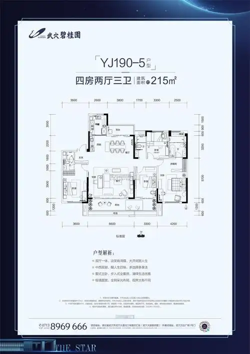 武穴碧桂园-yj190-5户型户型