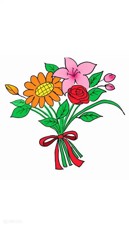 一束花简笔画彩色儿童