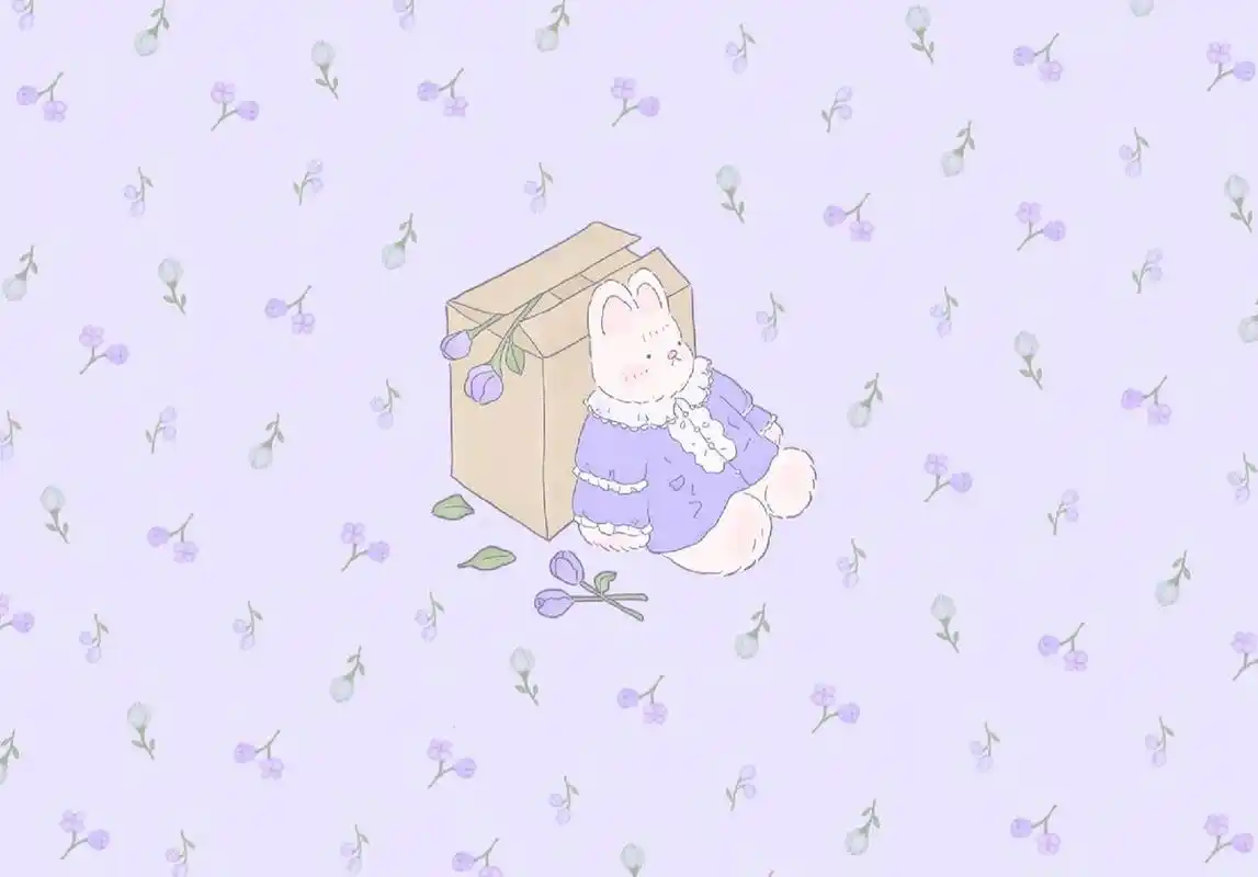 又整理了一波紫色系ipad电脑壁纸~💜 清新可爱的碎花兔兔✨🐇