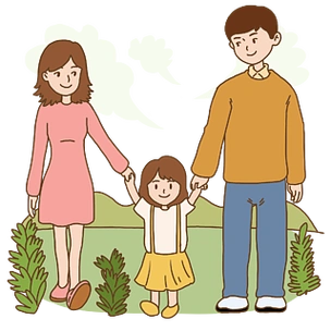 母婴亲子一家三口旅游旅行出游元素手绘卡通一家三口出游png元素排序