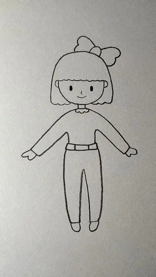 简笔画#画穿着长衣长裤的可爱女孩-度小视