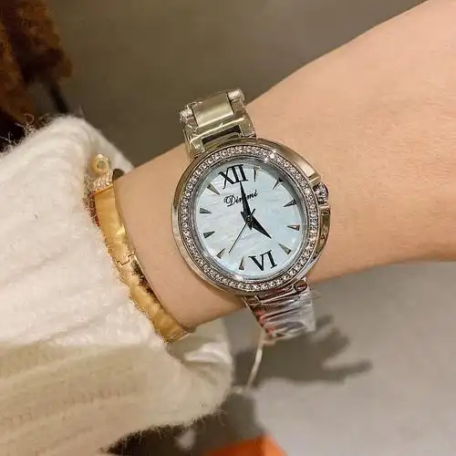 dinimi蒂米妮新款椭圆形钢带女士手表气质罗马贝母面镶钻手表批发