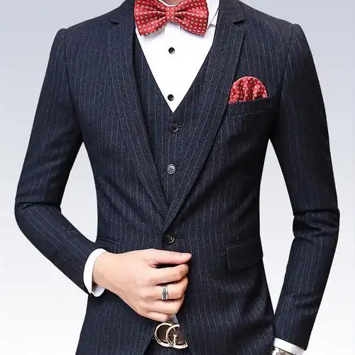 818款西服套装男士新郎结婚礼服三件套韩版休闲小西装男套装伴郎服