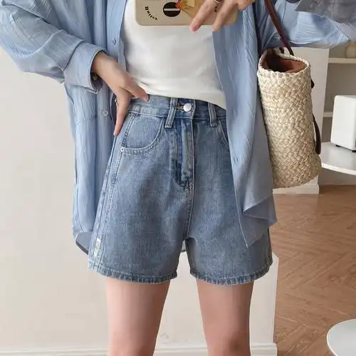 牛仔短裤女夏高腰宽松简约