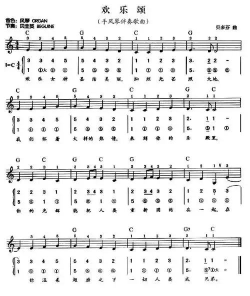 欢乐颂(德)简谱该歌谱演奏者为贝多芬  ,歌曲名称为欢乐颂