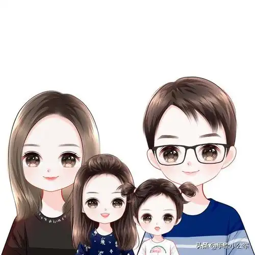 简单的全家福卡通头像一家四口q版全家福头像