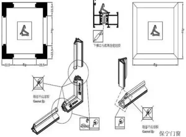 铝合金门窗组装图解就可以将事先组装好的窗框放