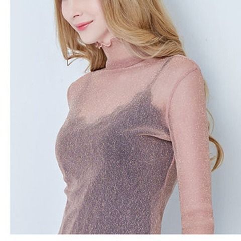 透明黑纱透视纱衣服女薄纱薄沙衣服上衣蕾丝原宿风网纱打底衫纱网