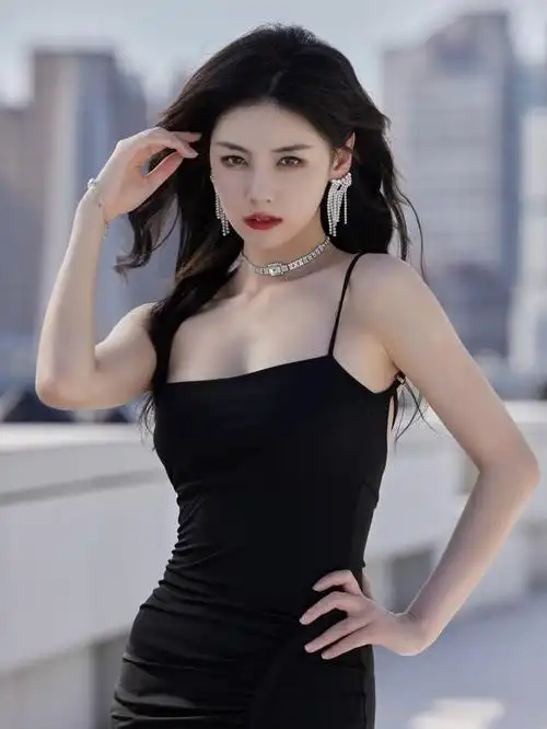 赵粤拍摄黑裙城市天台大片变身冷艳御姐霸气美飒十足