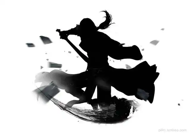 武侠仙侠侠客游戏人物形象剪影古风黑白水墨国风场景png透明免抠设计