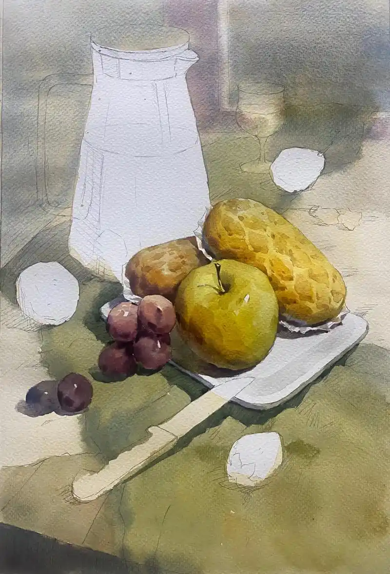 倘若心存向往,何惧道阻且长.#美术生 #水彩静物 #抖音小助 - 抖音