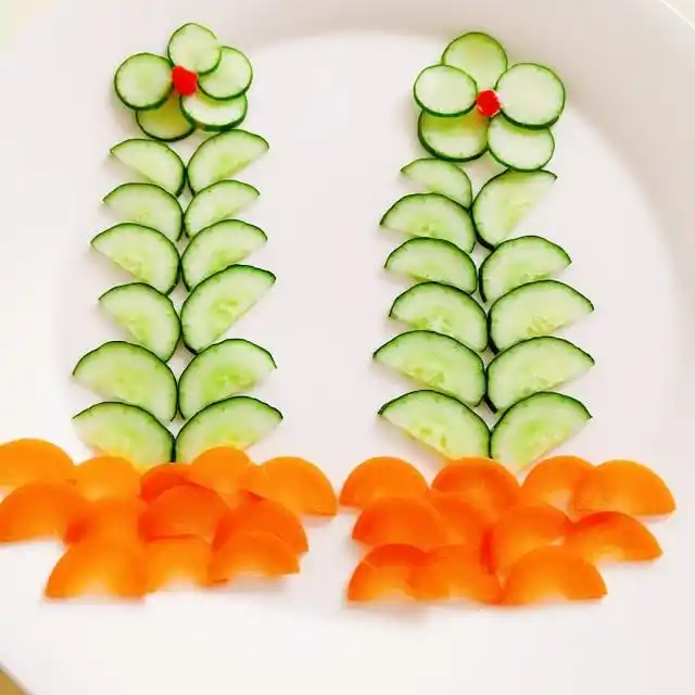 黄瓜胡萝卜摆盘,创意十足,简单又不失美观