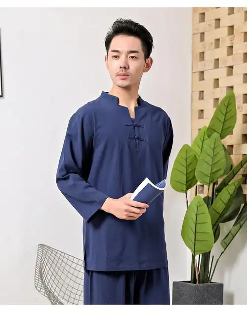 武极堂同款太极服套装棉麻瑜伽服太极打坐宽松中国风男装茶服居士服