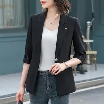 七谷娘专柜职业女装时尚白领小西装外套七分袖上班工装干练中性潮