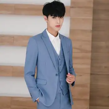 蒂豪普斯西装男套装三件套职业商务正装韩版修身西服男新郎伴结婚礼服