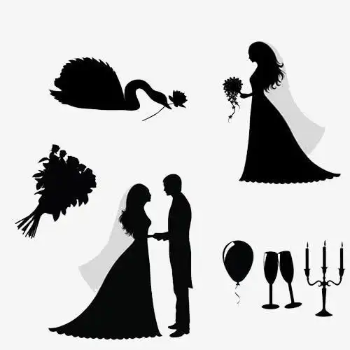 关键词 : 男女侧脸剪影,结婚,婚纱,花朵,女子婚纱照,气球,人侧脸[声明