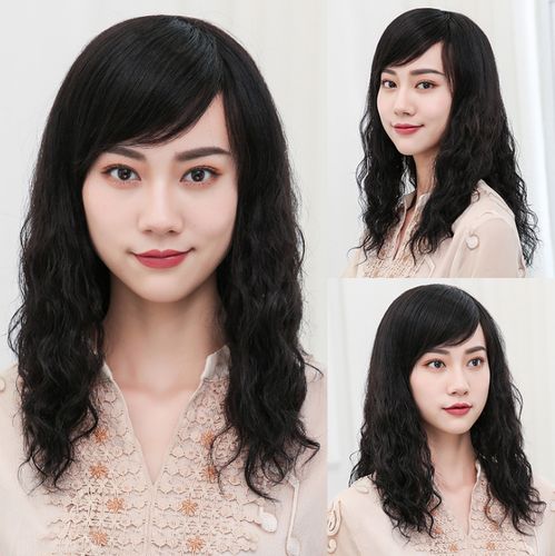 假发女长发长卷发玉米烫送妈妈发型中长发羊毛卷真发中老年假发套