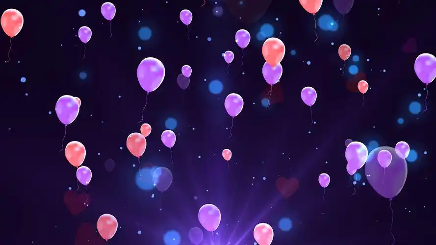 婚庆背景韩国舞蹈背景六一儿童节舞台背景深色唯美浪漫彩色气球上升