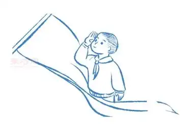 小学生背影敬礼简笔画 - 简单简笔画