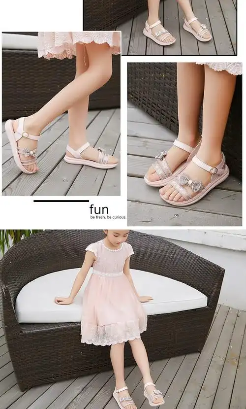 中大童公主小女孩软底防滑夏季2022新款粉色325女童凉鞋32码标准尺码