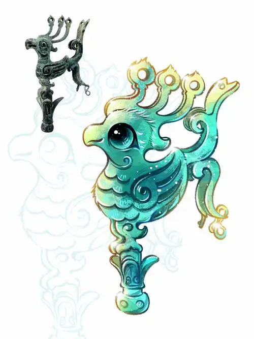 插画|不一样的文物(34)三星堆神鸟