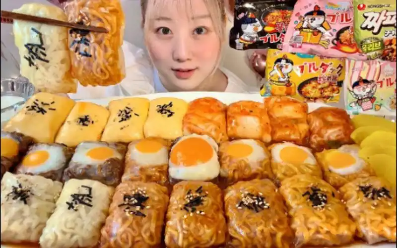 【miyu】咀嚼剪辑 | 春卷包(火鸡面 奶油培根意面 切达芝士烤鸭面 煎