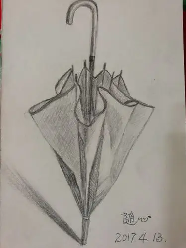 百日绘之六〕伞(铅笔素描)