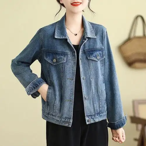 实拍现货港风牛仔外套女韩版小个子上衣休闲工装牛仔夹克-阿里巴巴