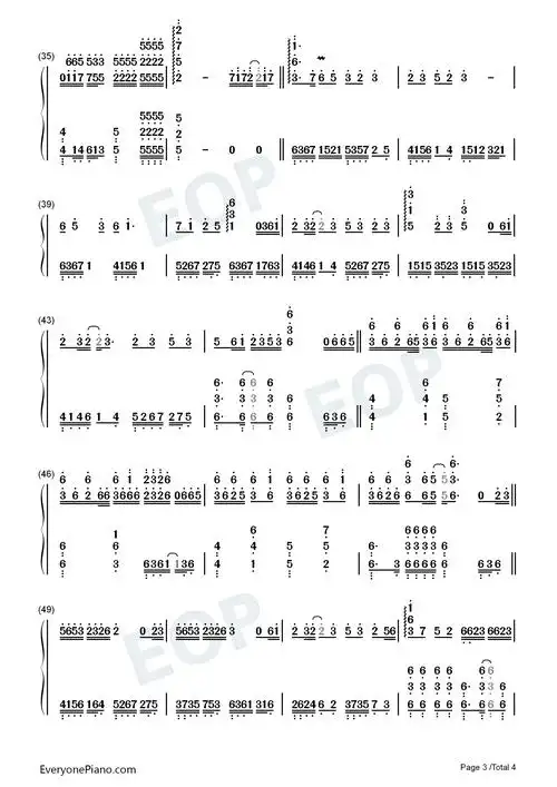 海底-凤凰传奇版双手简谱预览3