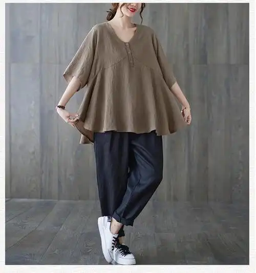 萌菲思大码女装200斤胖妹妹穿的加肥加大码简约百搭半袖夏季肥胖女孩