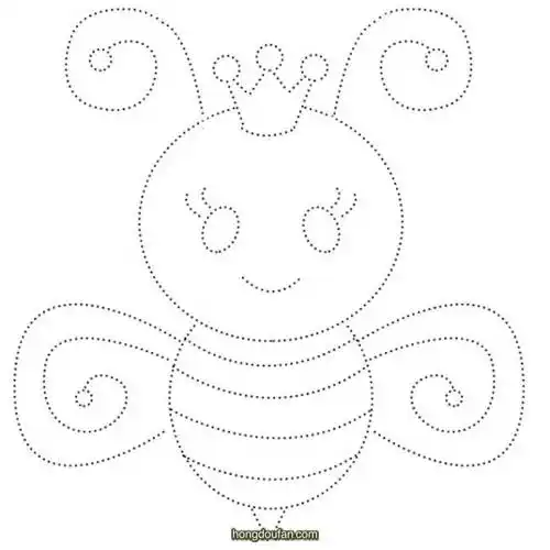 一起来学习画戴着皇冠的小蜜蜂连线游戏图片打印