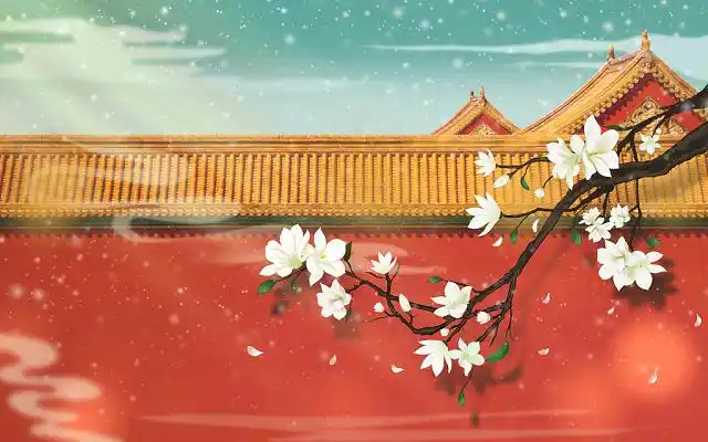 中国风水彩米酒米糕宫灯原创插画海报中国风古风宫廷皇宫纳凉乘凉夏季