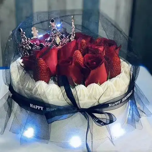 ins风黑纱白纱皇冠黑网纱蛋糕配件布料女王范插件