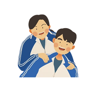 两个亲密的穿蓝色校服的开心小男孩卡通元素