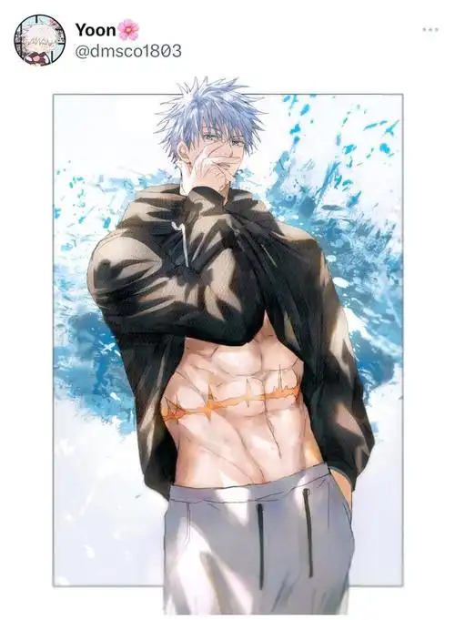 韩国太太绘制的角色撩衣服露腹肌图 动作出处:李泰民 guilty|韩国