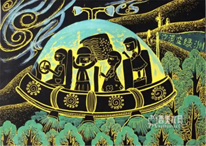 儿童获奖科幻画沙漠变绿洲赏析