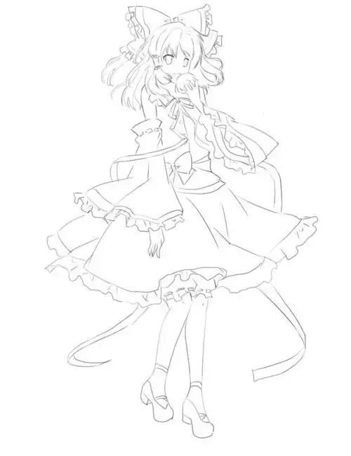 线稿#漫画卡通人物绘画 平面 灵感 素材 二次元 高清白底大图