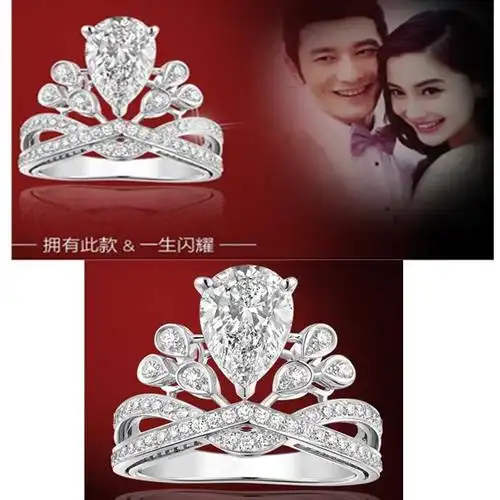 银戒指女钻戒指明星angelababy同款戒指潮人夸张开口婚戒
