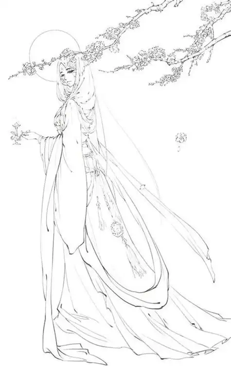 月份花拟人古风简笔画