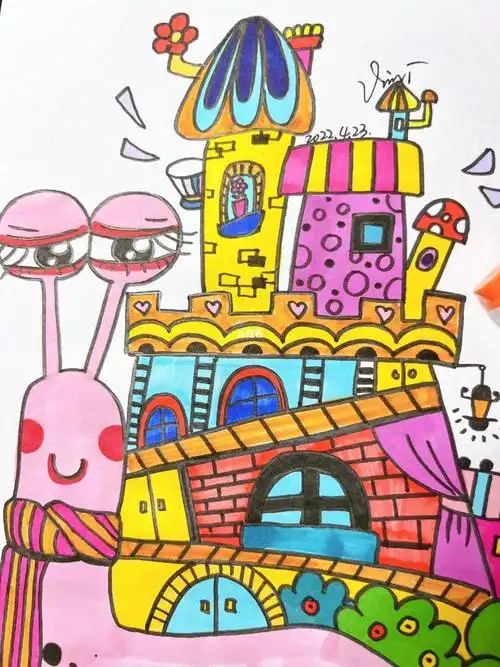 蜗牛城堡儿童创意画创意美术
