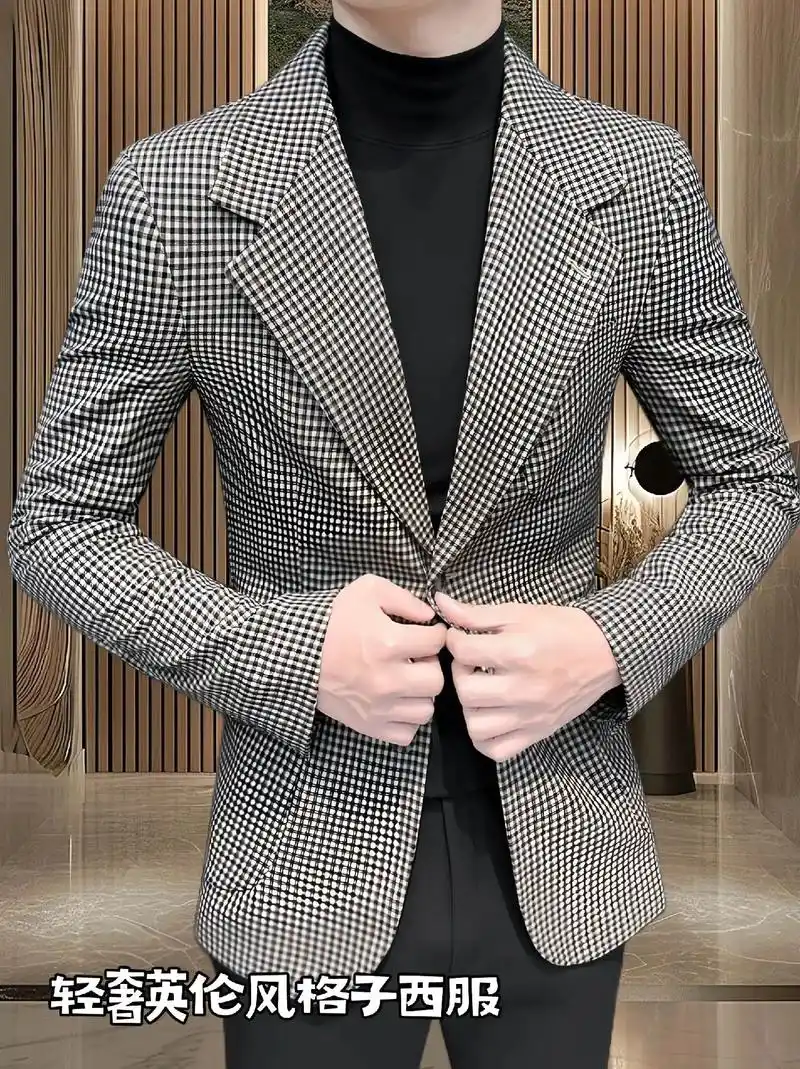 我的英伦格子小西装男士 - 抖音
