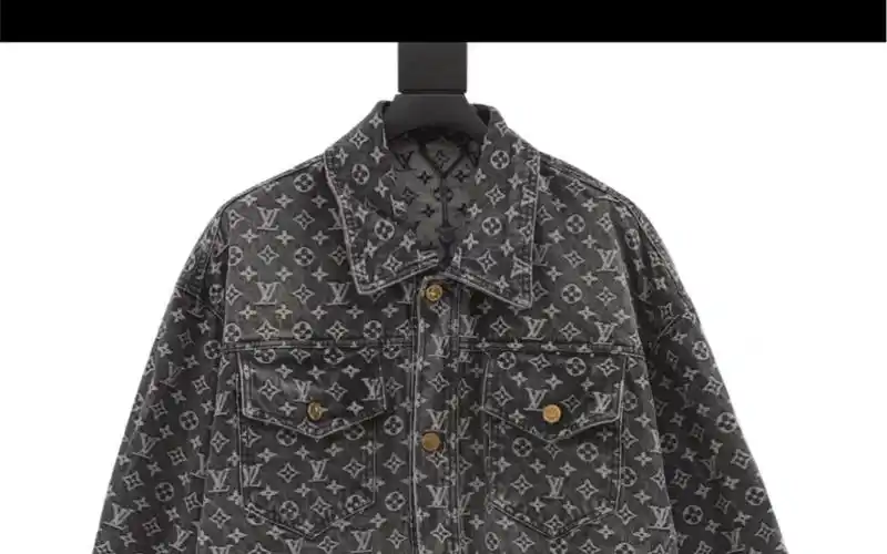 lv 23ss下摆流苏老花提花满印logo牛仔外套