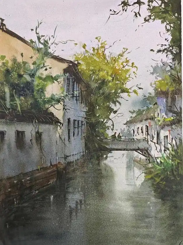当江南水乡遇到水彩,是水的碰撞,是灵气的交融.