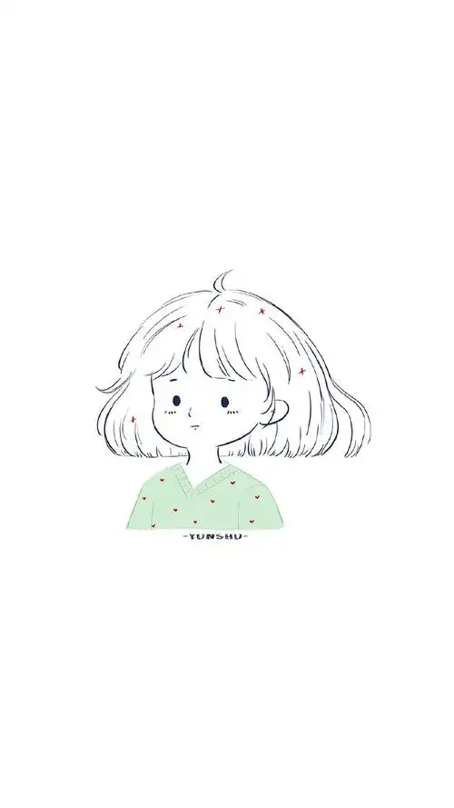 甜美女生简约手绘高清手机壁纸